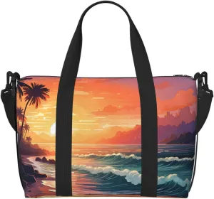 Travel Duffle Bag Sea Ocean Tropical Leaf Weekender Overnight Bags Luggage Bag for Women Men Waterproof Sports Gym Bag Hand Bag with Shoulder Strap