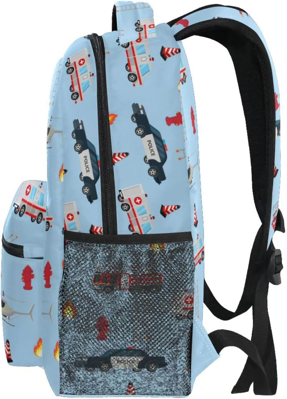 Travel Laptop Backpack Daypack College School Computer Bag Fire Truck Engine Ambulance Police Car Bookbag for Kids, Fits 3 to 6 Years Old