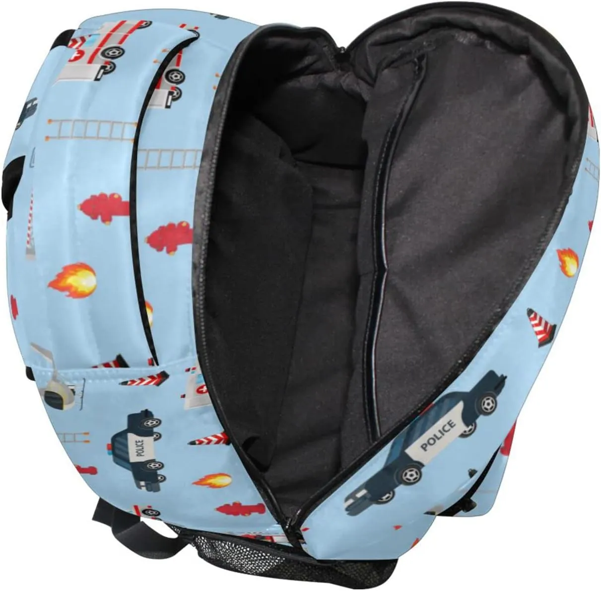 Travel Laptop Backpack Daypack College School Computer Bag Fire Truck Engine Ambulance Police Car Bookbag for Kids, Fits 3 to 6 Years Old