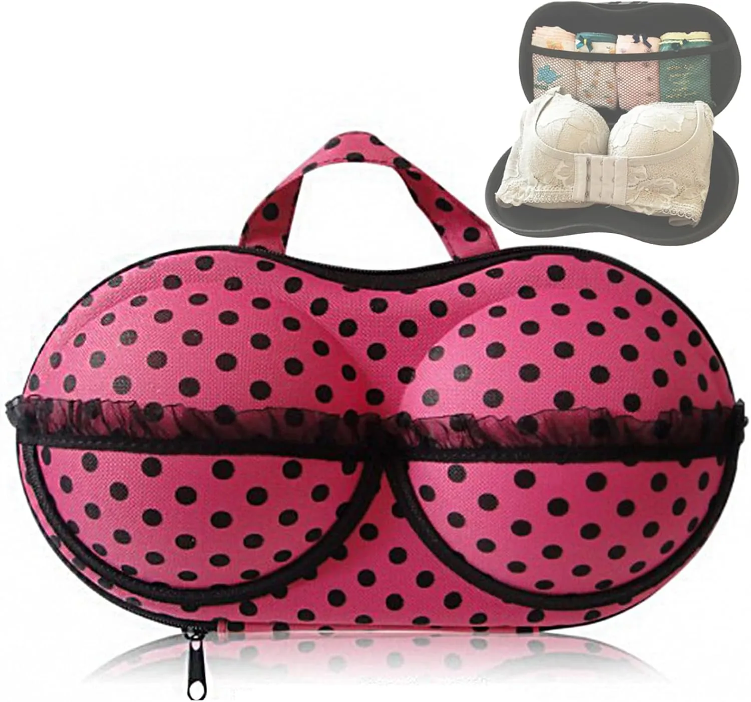 Travel Organizer Bra and Underwear Zip Bag，Portable Bra Storage Case with Net Traveling Lingerie Organizer Bag for Luggage Women Bras Bikin (Rose)
