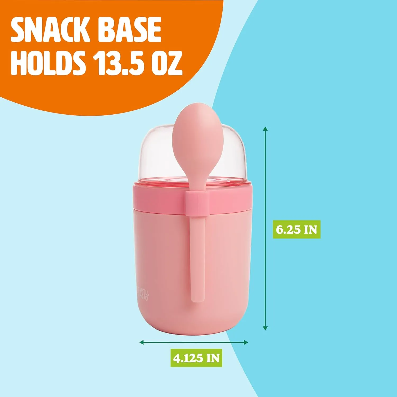 Travel Snack Cups with Spoons, On-The-Go Snacking, Divided Compartments, Great for Nuts, Cereal, Granola, Yogurt and More, Made Without BPA, 2-Pack, Pink