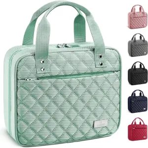 Travel Toiletry Bag for Women, Large Travel Makeup Bag Organizer with Detachable Mirror and Transparent Cosmetic Bag, Suitable for Travel Size Toiletries, Gifts for Women-Mint Green