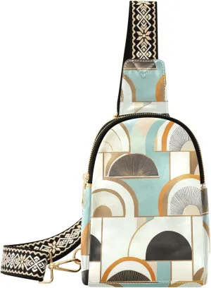 trendy Geometric Green Abstraction shoulder bag waterproof fanny pack diaper bag for travel