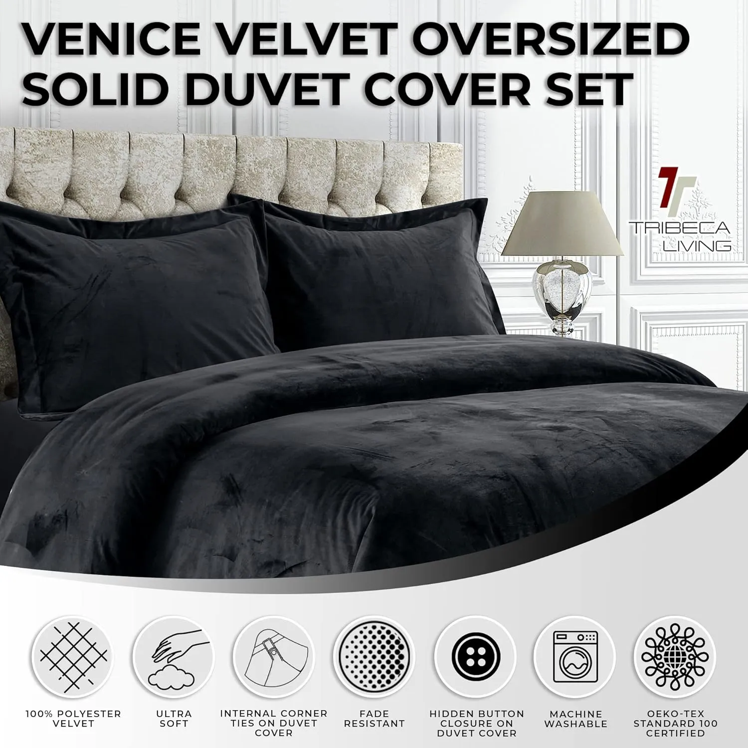 Tribeca Living VENICEDUVET Venice Velvet Oversized Solid Duvet Set,3pieces, King, Burgundy