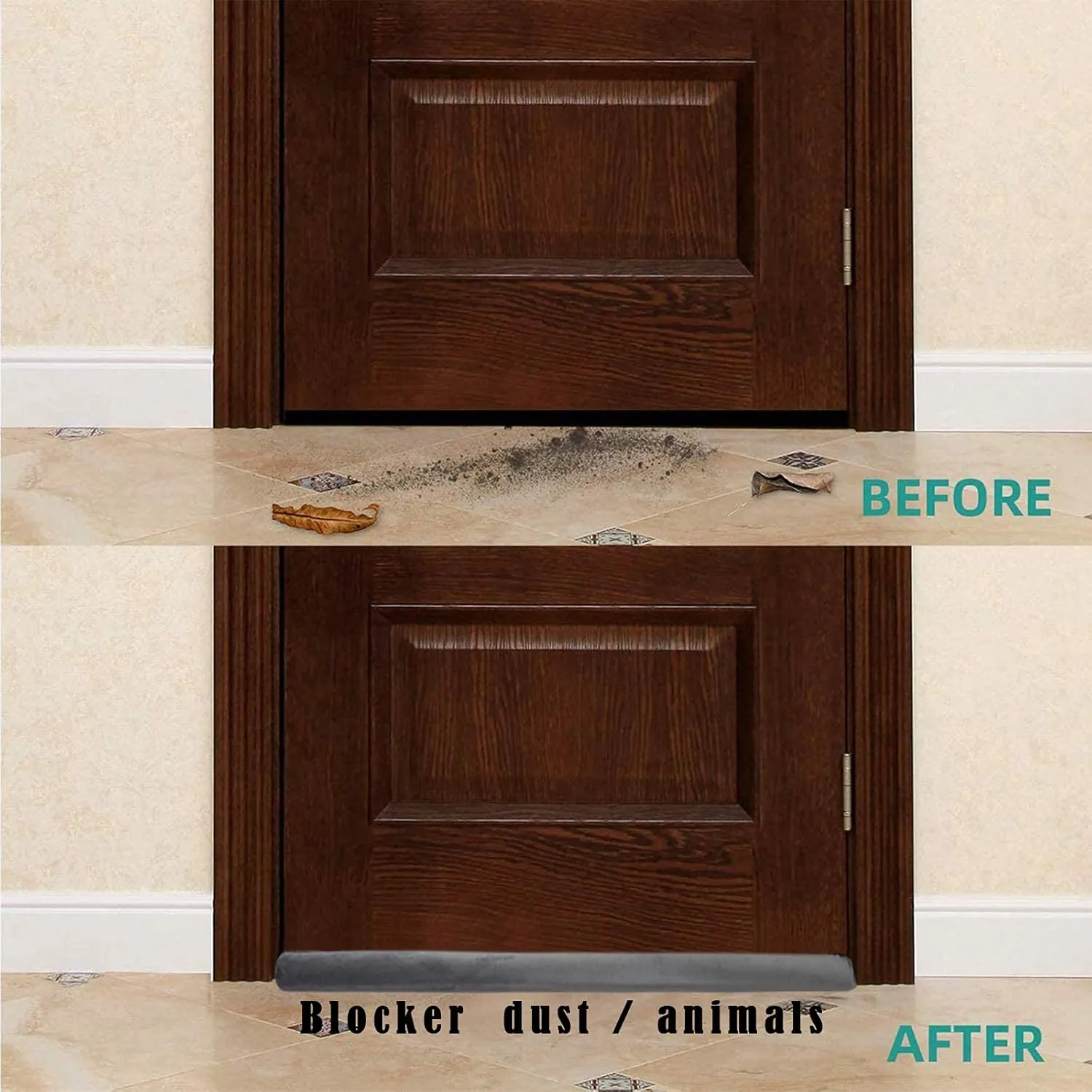 TumiMallody Door Draft Stopper Double Sided Weather Stripping Noise Draft Blocker Door Sweeps Washable Under Door Seal Strip Adjustable Velvet Draft Guard Multi Color Available (36 inch, Deep Grey)