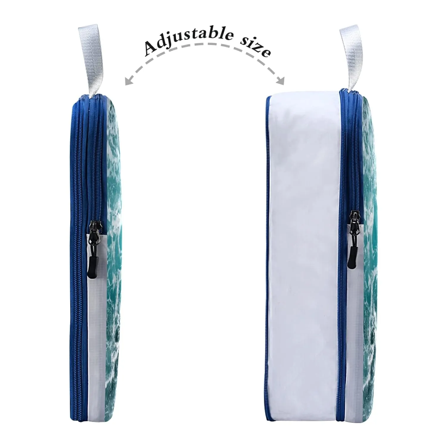 Turquoise Ocean Wavy Surface Water Splashes Close Up 3 Piece set Cubes Expandable Adjustable Luggage Packing Bags, Ultralight Organizer Accessories Travel Suitcase Compressible Bags