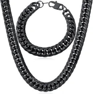 U7 Diamond Cut Miami Cuban Link Chain for Men Women Stainless Steel Curb Chain Necklace, Cool Hip Hop Jewelry Silver/Black/18K Gold Plated Chains, Width 3/6/9/12mm,18/20/22/24/26/28/30 Inch