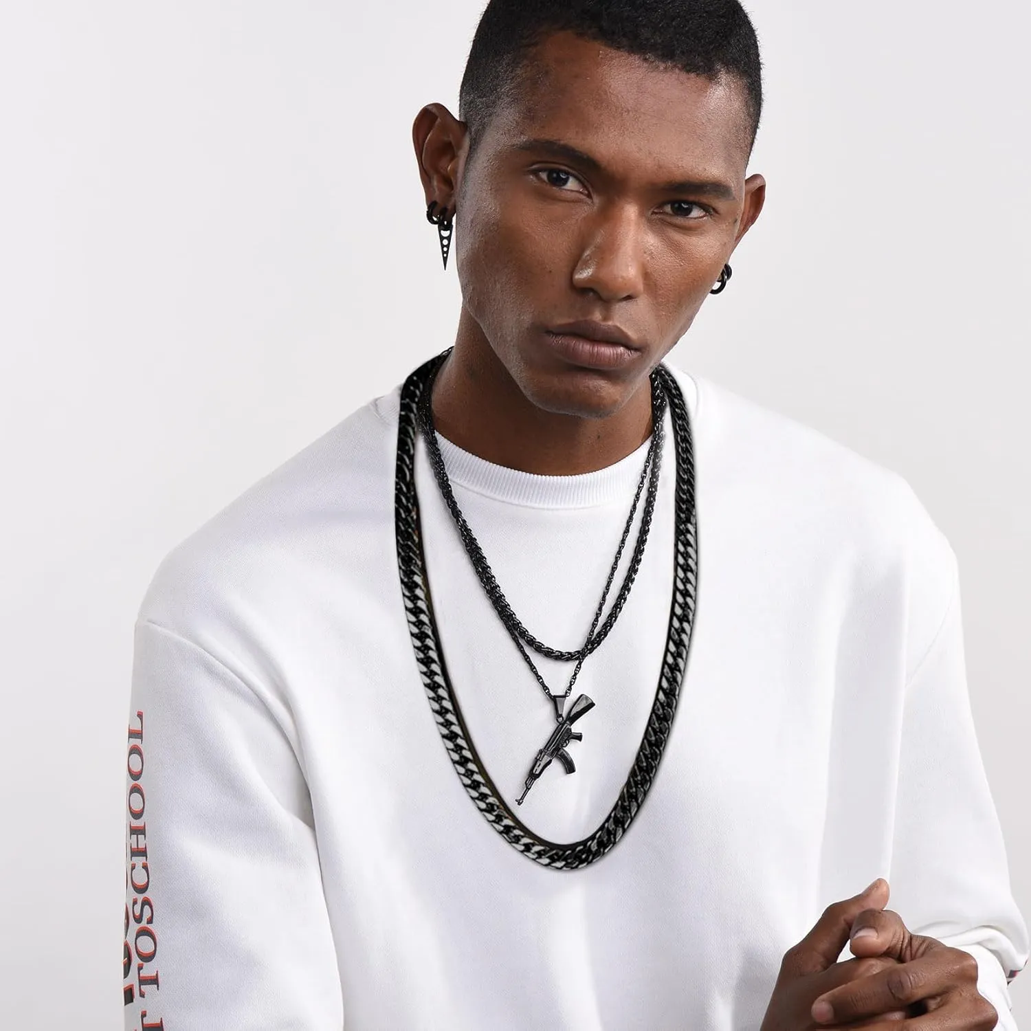 U7 Diamond Cut Miami Cuban Link Chain for Men Women Stainless Steel Curb Chain Necklace, Cool Hip Hop Jewelry Silver/Black/18K Gold Plated Chains, Width 3/6/9/12mm,18/20/22/24/26/28/30 Inch