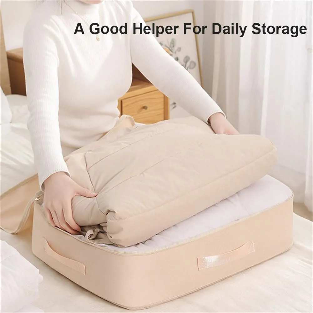 Ultra Space Saving Self Compression Organizer, Heavy Duty Moving Bags, Storage Tote for Space Saving, Self Compression Moving Organizer Bags for Comforters, Clothes, Blankets (Blue,XL(54*42*60CM))