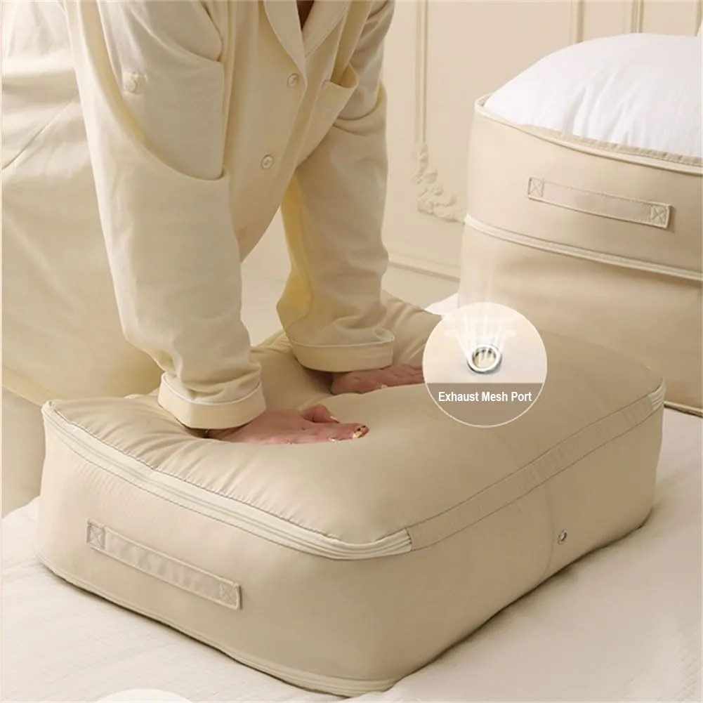 Ultra Space Saving Self Compression Organizer, Heavy Duty Moving Bags, Storage Tote for Space Saving, Self Compression Moving Organizer Bags for Comforters, Clothes, Blankets (Blue,XL(54*42*60CM))
