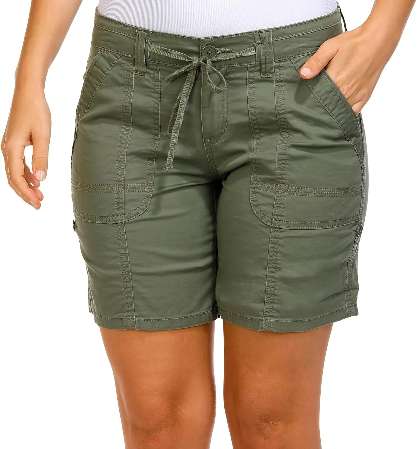 UNIONBAY Women's Stretch Twill Convertible Length Solid Short