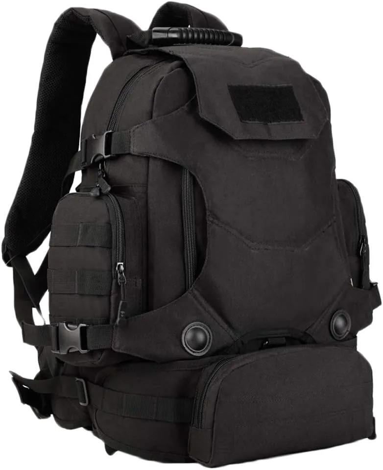 UNISTRENGH 40L Military Style Backpack Tactical Rucksack Hunting Backpack MOLLE System Outdoor Travel Bag Army Gear Daypack, Black
