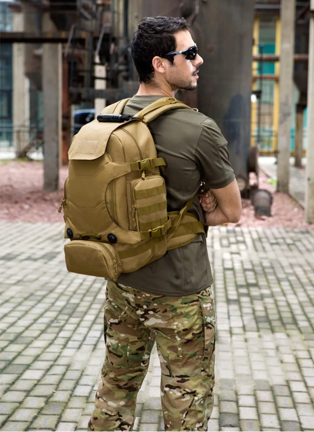 UNISTRENGH 40L Military Style Backpack Tactical Rucksack Hunting Backpack MOLLE System Outdoor Travel Bag Army Gear Daypack, Black