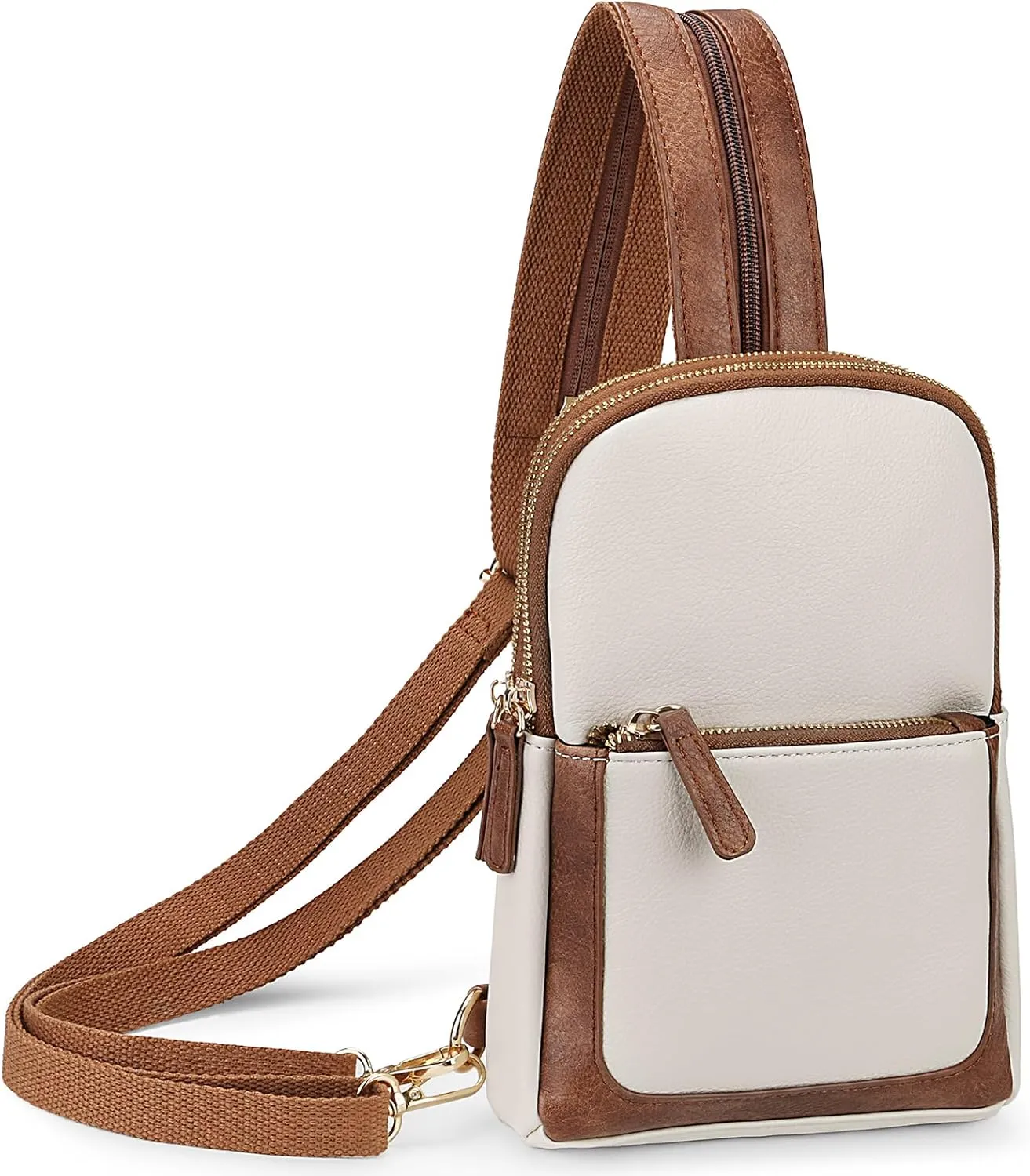 Uromee Sling Bag for Women Crossbody Purse Vegan Leather Fashion Fanny Pack Chest Bag Convertible Small Backpack