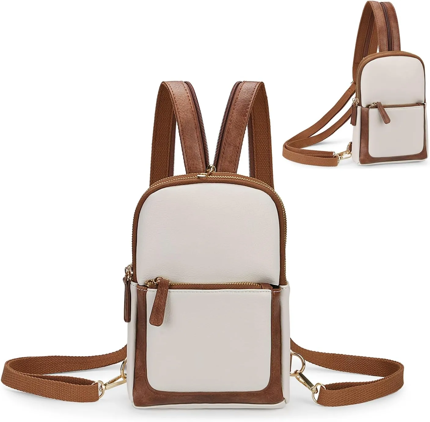 Uromee Sling Bag for Women Crossbody Purse Vegan Leather Fashion Fanny Pack Chest Bag Convertible Small Backpack
