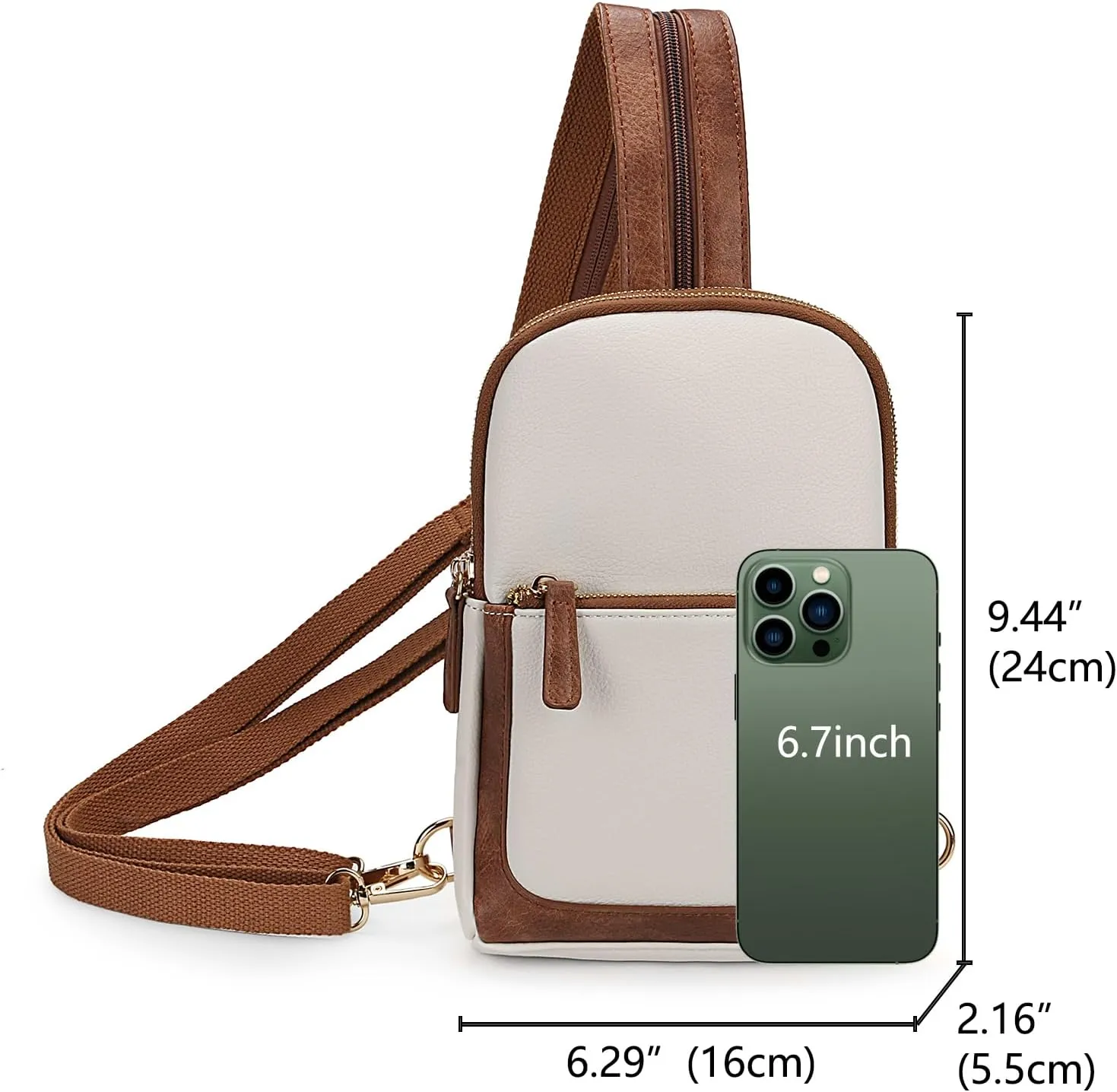 Uromee Sling Bag for Women Crossbody Purse Vegan Leather Fashion Fanny Pack Chest Bag Convertible Small Backpack