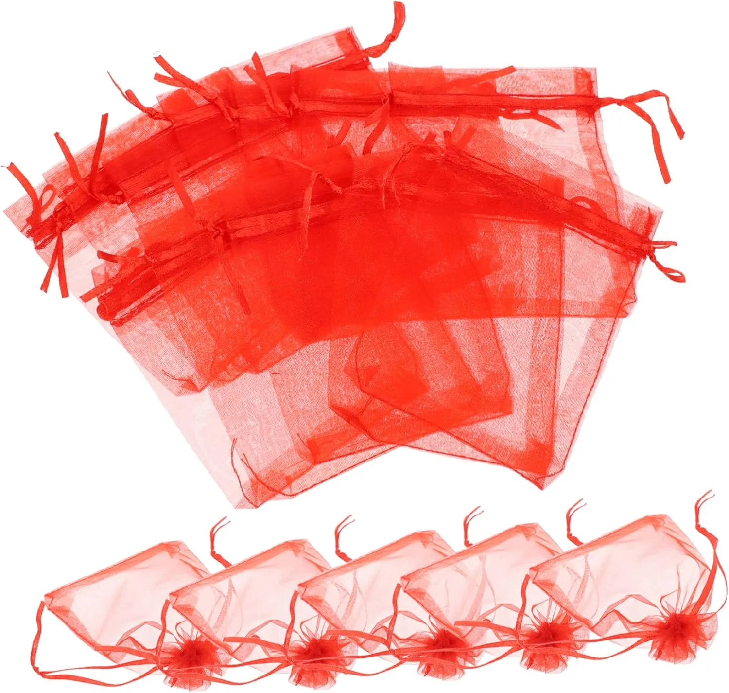 UTHCLO Drawstring Design Organza Bag Set 100pcs Small Candy Bags Practical Gauze Packaging for Events