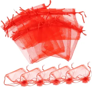 UTHCLO Drawstring Design Organza Bag Set 100pcs Small Candy Bags Practical Gauze Packaging for Events