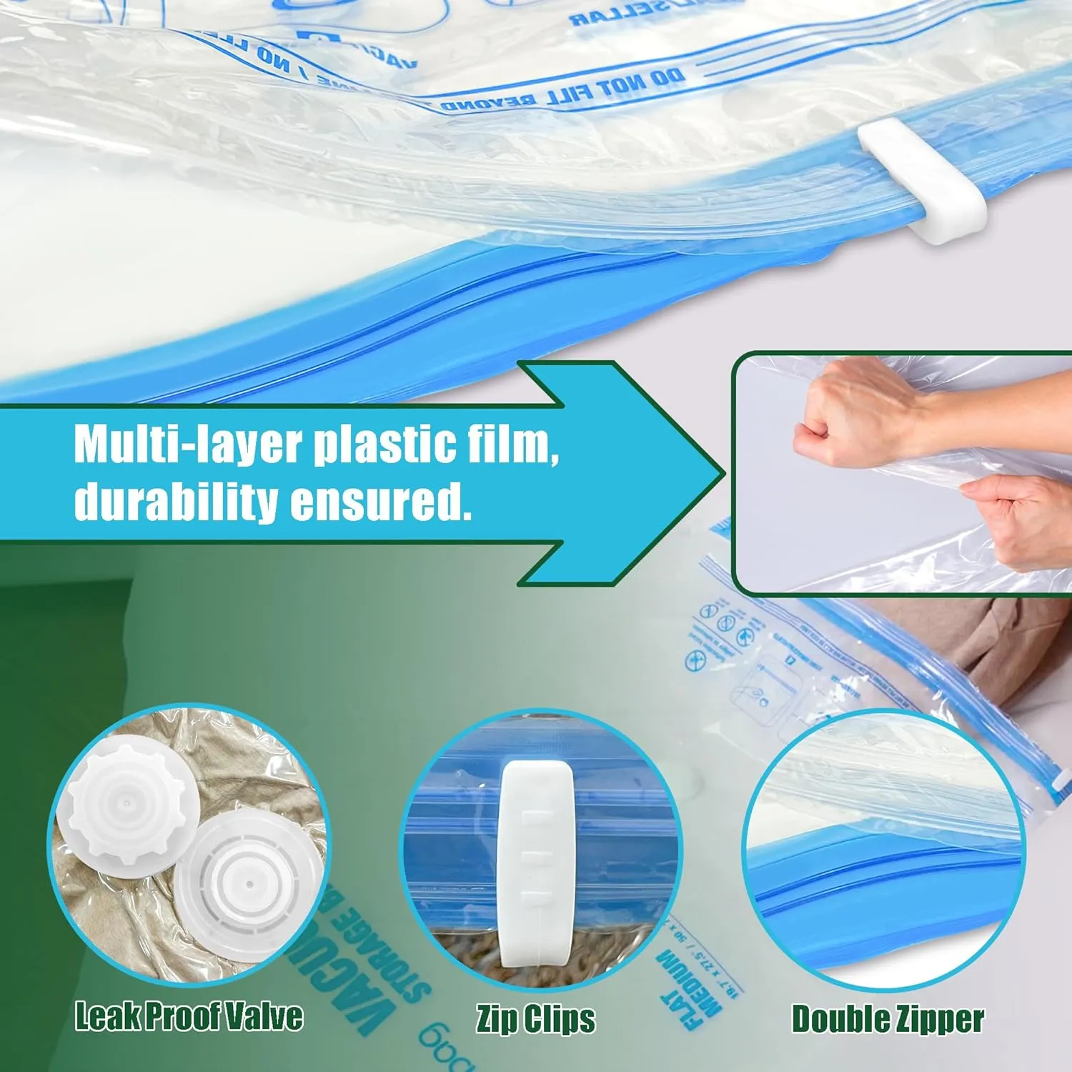 Vacuum Storage Bags, 5 Jumbo and 5 Large Space Saver Vacuum Seal Bags, Space Bags, Vacuum Seal Bags for Clothing, Clothes, Blankets, Bedding (5 Jumbo 5 Large)