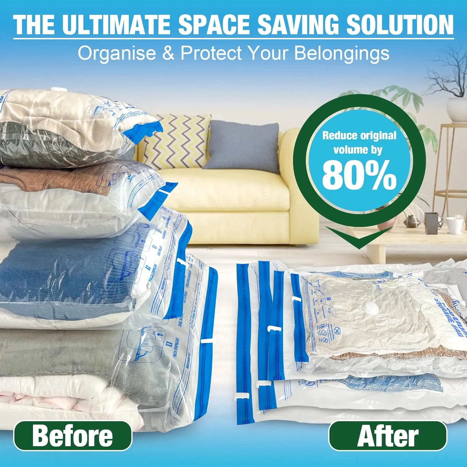 Vacuum Storage Bags, 5 Jumbo and 5 Large Space Saver Vacuum Seal Bags, Space Bags, Vacuum Seal Bags for Clothing, Clothes, Blankets, Bedding (5 Jumbo 5 Large)