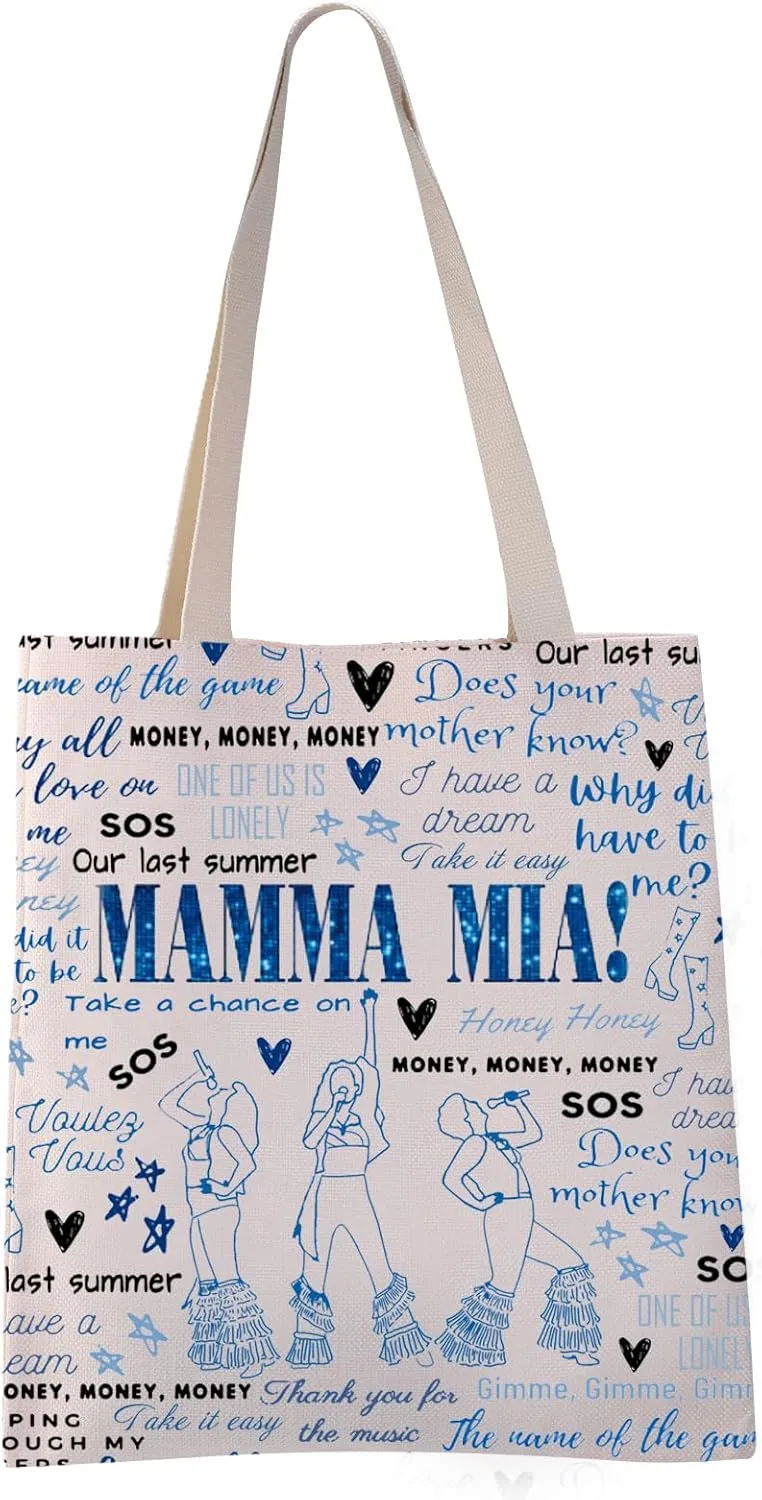 VAMSII Mama Mia Musical Tote Bag G Weekend Bag Does Your Mother Know Musical Lover Disco Bachelorette Bag