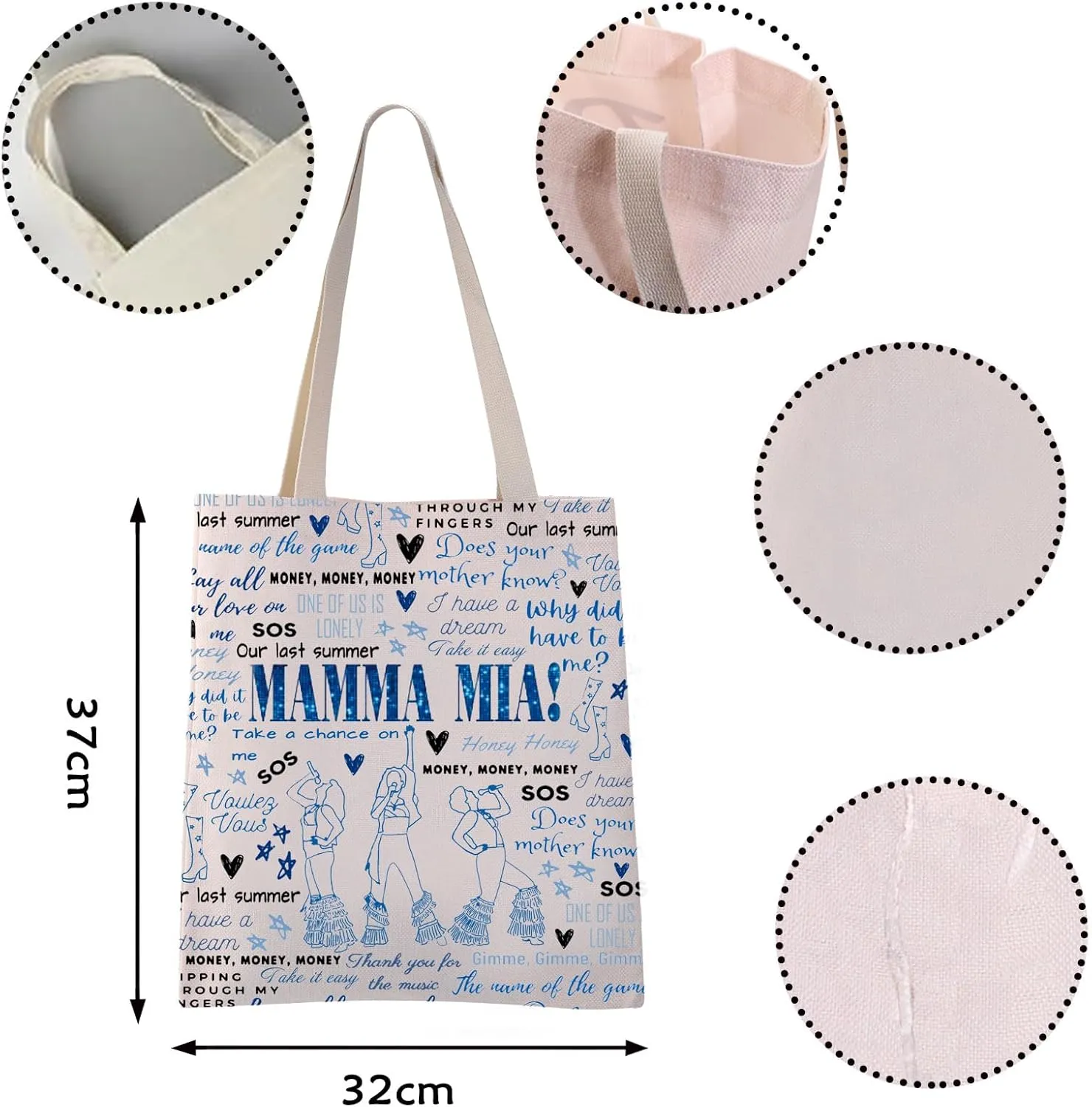 VAMSII Mama Mia Musical Tote Bag G Weekend Bag Does Your Mother Know Musical Lover Disco Bachelorette Bag