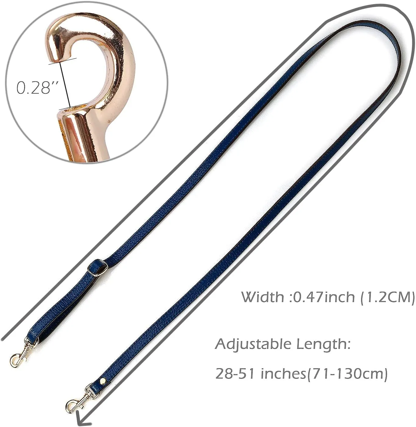 VanEnjoy Adjustable Genuine Leather Crossbody Straps Replacement - Width 1/2“, Length 25”-51”