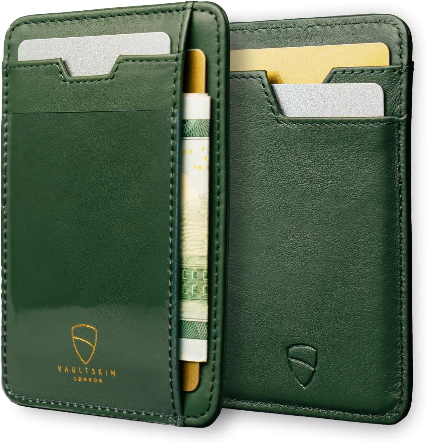 Vaultskin Slim RFID Wallet for Men - Leather Front Pocket Minimalist Card Holder Wallet with ID Window & Gift Box