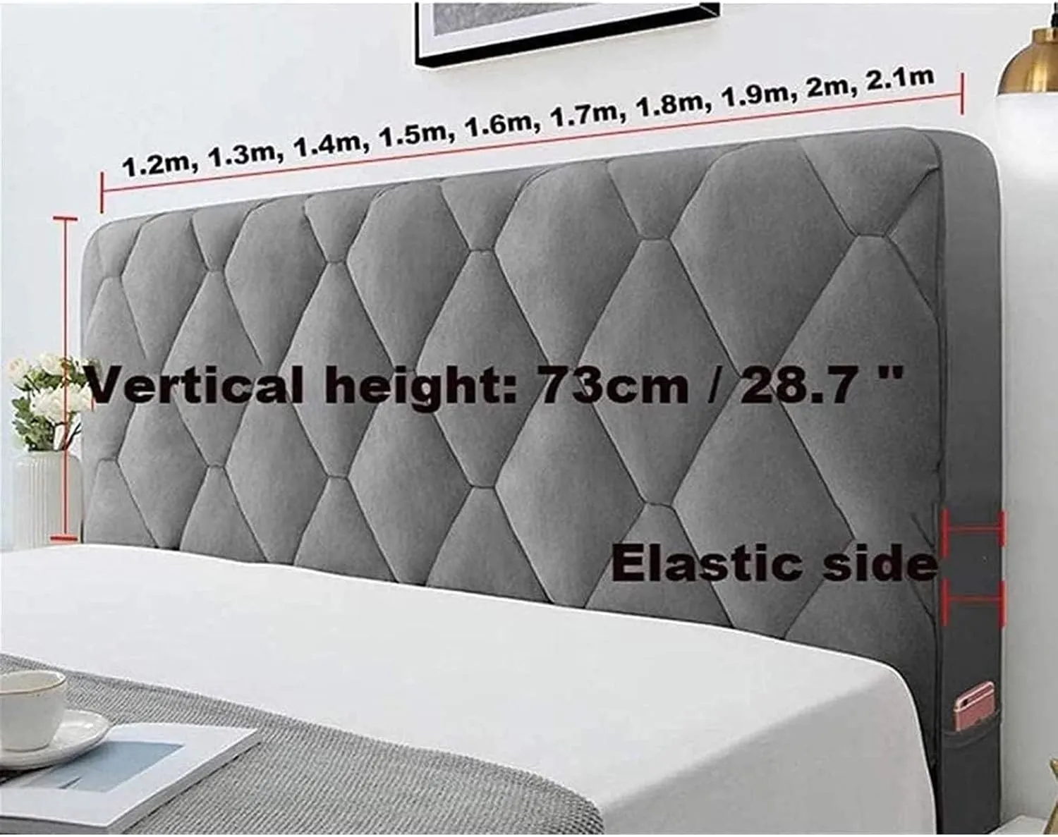 Velvet Bed Headboard Cover for Full Queen Cal King Size,Quilted Bed Headboard Slipcover Thicken Dustproof Headboard Padding Protector Cover(Champagne,160cm(63"))