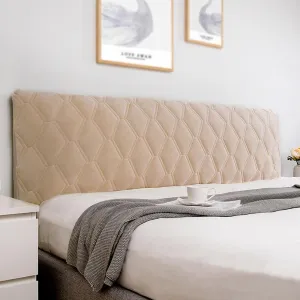 Velvet Bed Headboard Cover for Full Queen Cal King Size,Quilted Bed Headboard Slipcover Thicken Dustproof Headboard Padding Protector Cover(Champagne,160cm(63"))