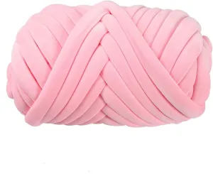 Velvet Chunky Yarn for Arm Knitting - Super Soft Bulky Giant Tubular Weight Jumbo Yarn for DIY Crochet, Hand Knitting Thick Blanket, Pet Bed, Rugs, Pillow, Handbag (2.2lb-Pink)