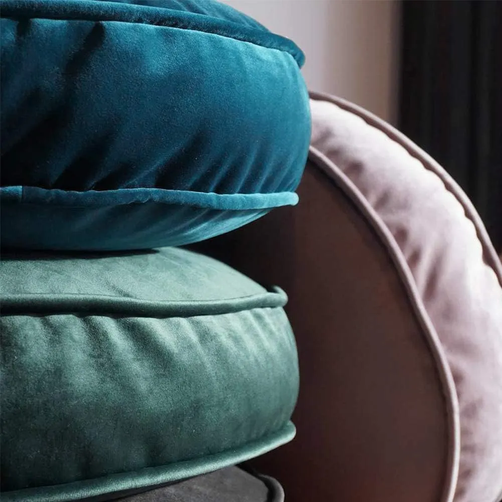 Velvet Floor Pillows Round Chair Cushion Couch Throw Pillow Soft Pouf Seat Mattress Bean Bag for Reading Nook Play Room (19.7",Teal)