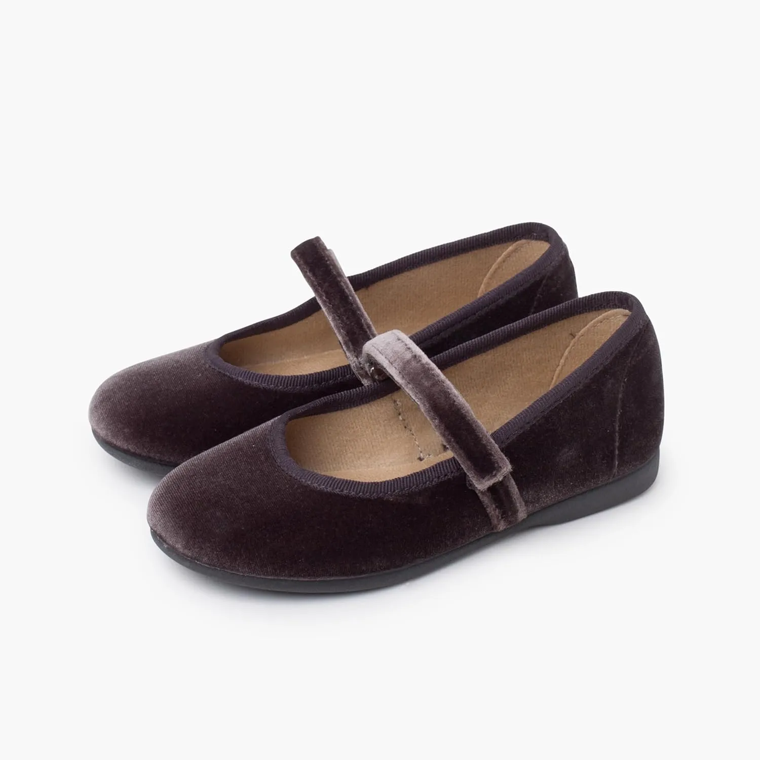 Velvet Mary Janes Girls Hook-and-Loop Strap