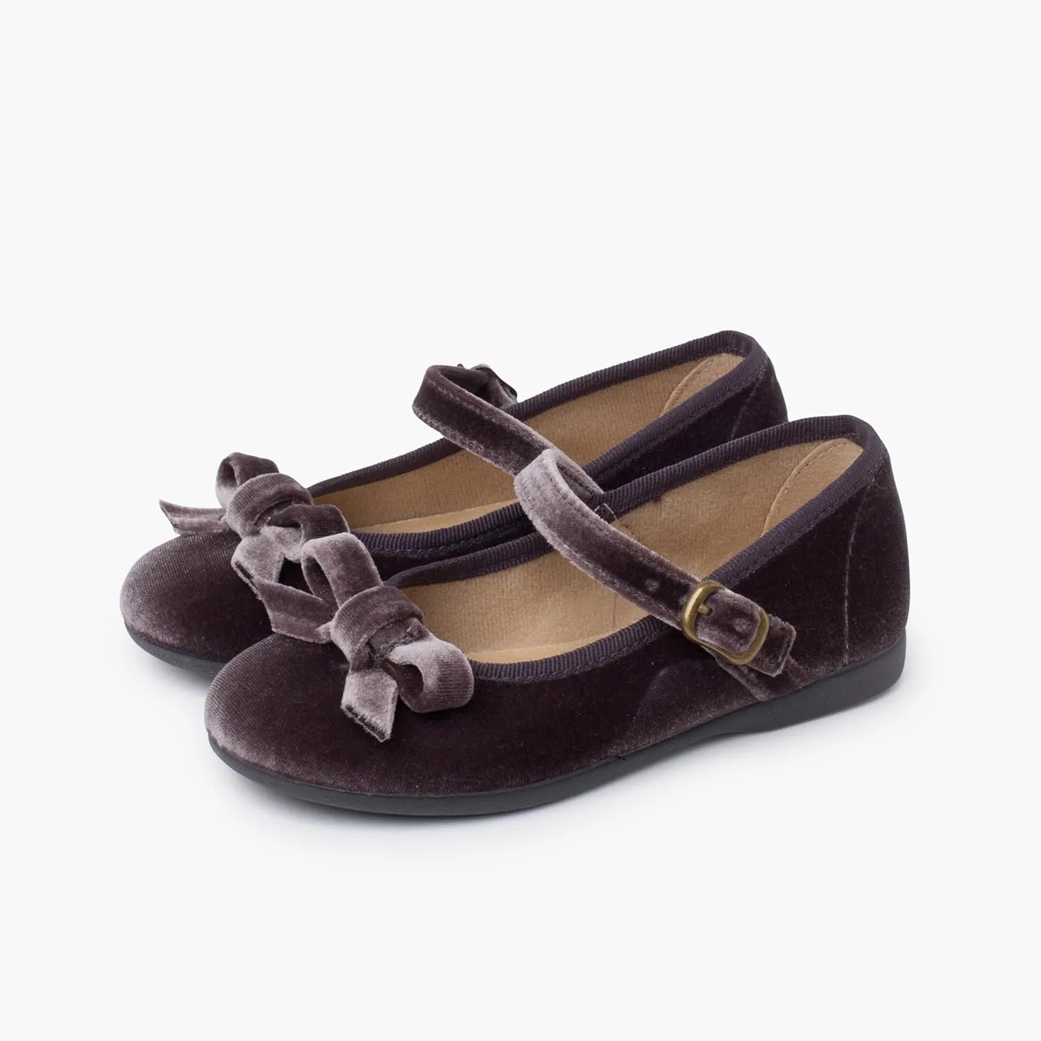 Velvet Mary Janes Girls with Bow