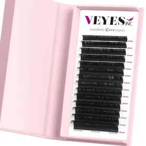 VEYES INC Cashmere Luxe Lashes - Tapered Tips Volume Lash Extension Trays B/C/CC/D/M/J Curl, 0.03-0.05, 8-17mm | Matte Black Professional Eyelash Supplies for Lash Techs (0.03 C 8-16mm)