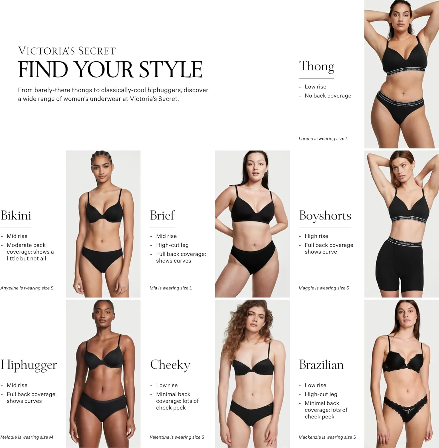 Victoria's Secret Women's Cotton Logo Hipster Underwear, Moderate Coverage Panties for Women, Multi Pack (XS-XXL)