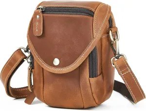 Vintage Men'S Small Cowhide Genuine Leather Men Messenger Bag Shoulder Sling Bag For Mobile Phone