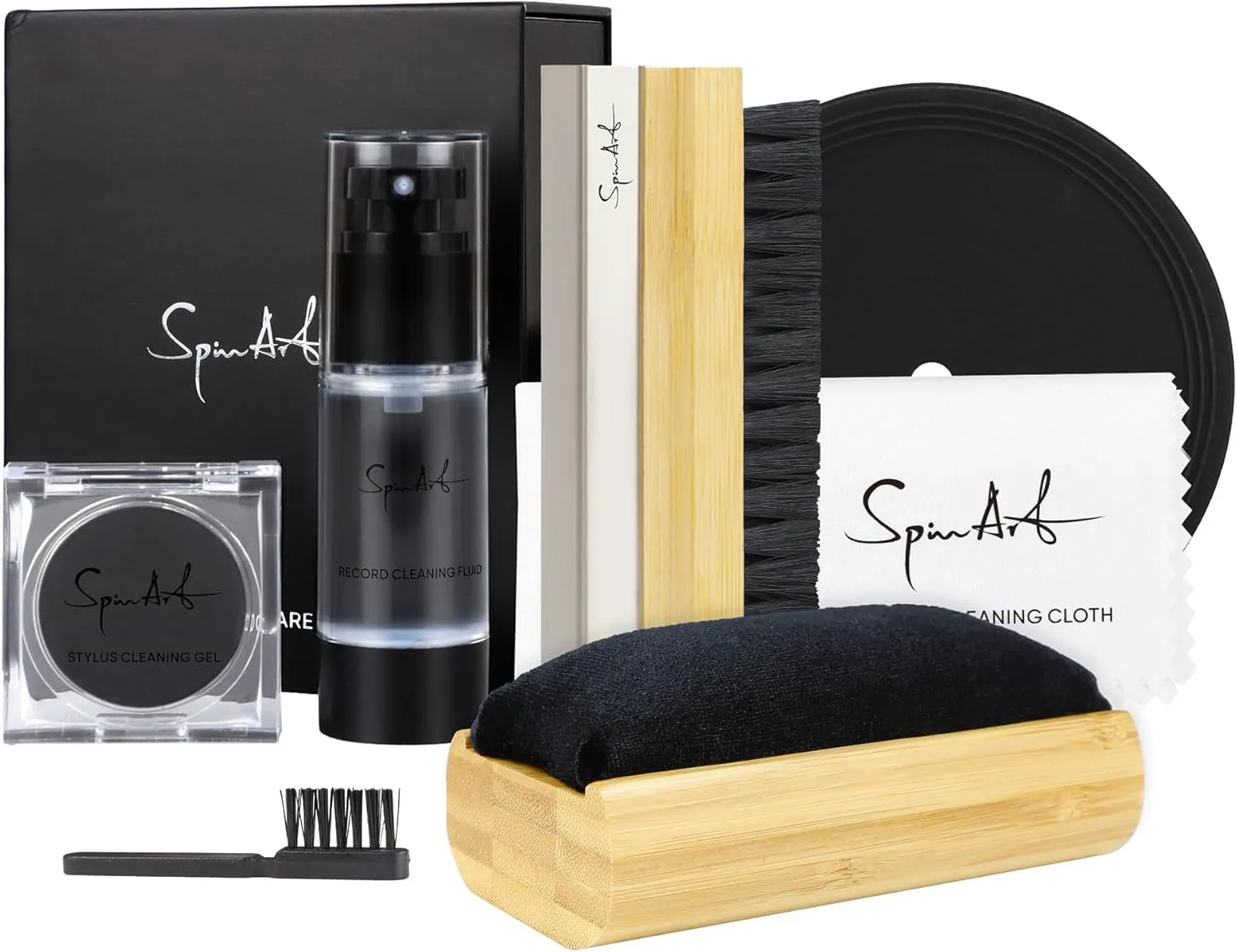 Vinyl Record Cleaner Vinyl Record Cleaning Kit 8-in-1,Includes Soft Velvet & Microfiber Brushes, LP Cleaning Solution, Turntable Stylus Gel, Microfiber Cloth, Label Protector & Storage Box