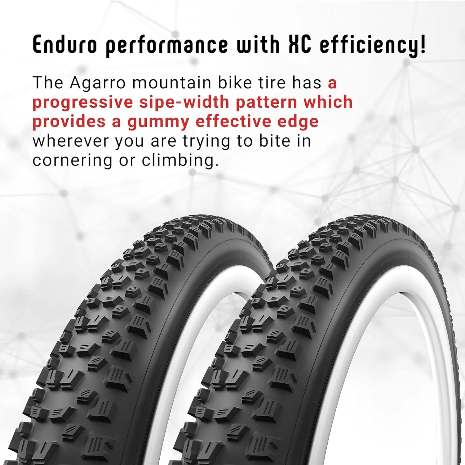 Vittoria Agarro Trail MTB/Off Road Bike Tire - 4C Graphene for Speed, Grip & Lower Resistance - Nylon Casing for Blend of Weight & Durability - Bead Shield & Anti-Puncture Belt