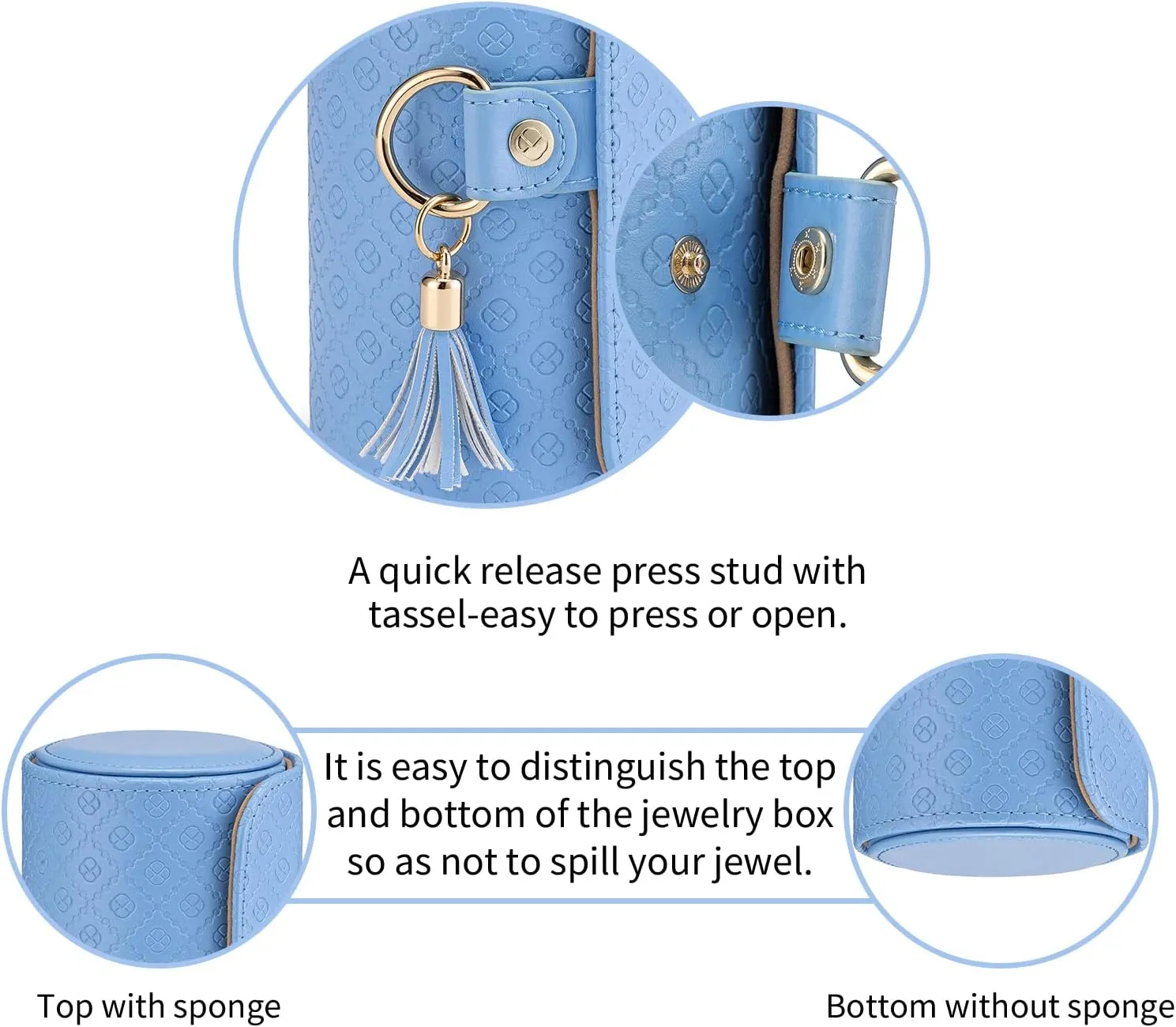 Vlando Christmas Gifts for Mom, Women, Wife - Travel Jewelry Oragnizer, 3-Layer Jewelry Storage Box, Travel Essential Accessories for Women, Gifts for Travelers Couples Mom Friends - Blue