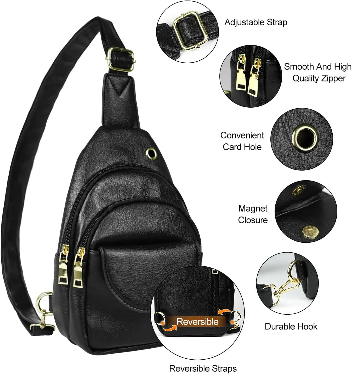 Waist Pack, Fanny Packs, Crossbody Bag, Travel Sling Bag, Leather Sling Bag