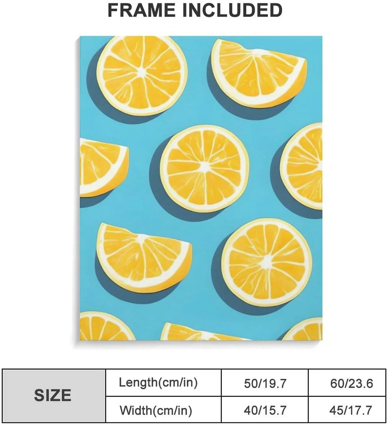 Wall Decor Decorative Wall Art Lemon Wedges Cotton And Linen Hanging Poster Framed Wall Artwork Gallery Aesthetic for Bedroom Living Room Bathroom 16x20inch(40x50cm)