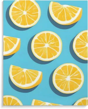 Wall Decor Decorative Wall Art Lemon Wedges Cotton And Linen Hanging Poster Framed Wall Artwork Gallery Aesthetic for Bedroom Living Room Bathroom 16x20inch(40x50cm)