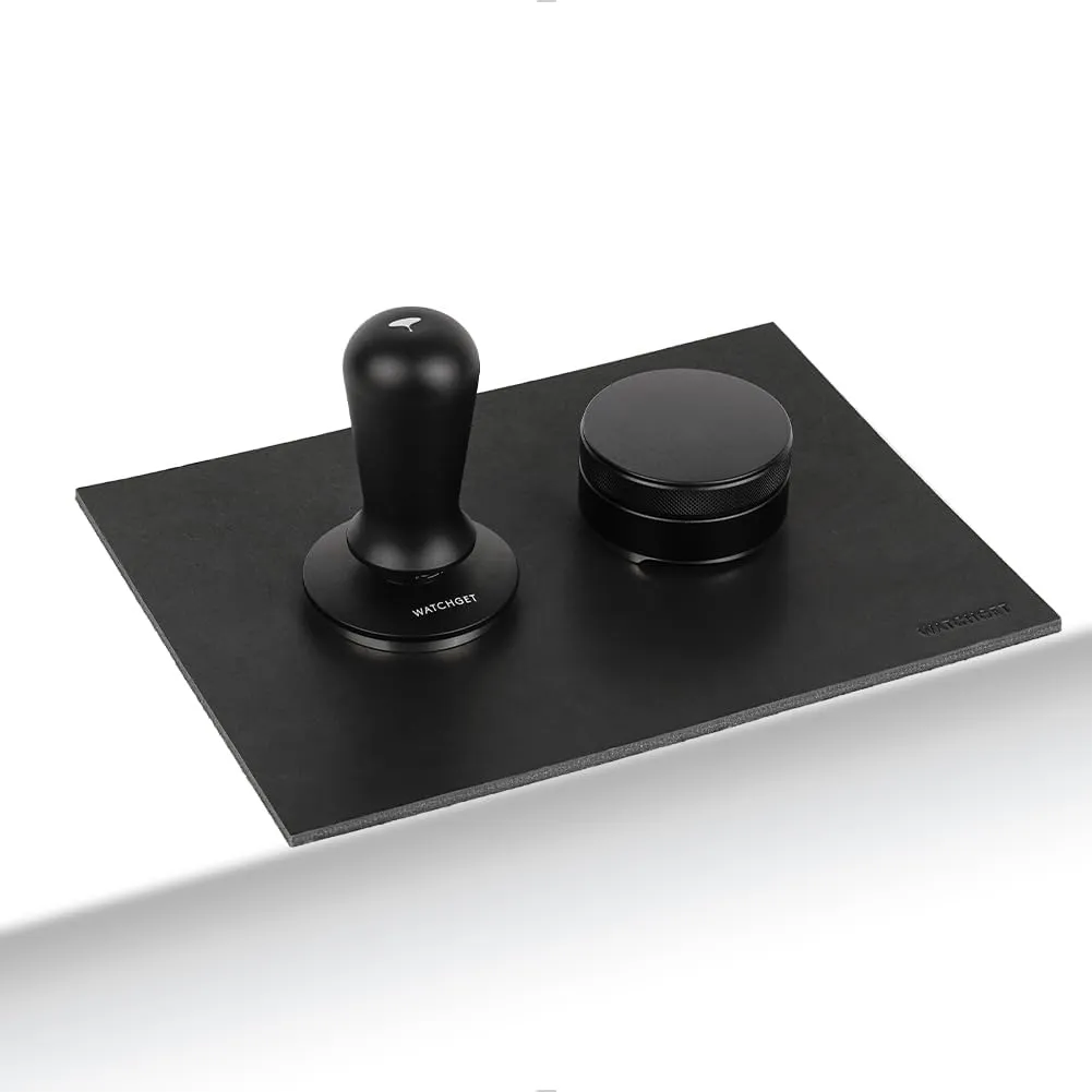watchget Leather Espresso Tamper Mat, 7.08inch×9.6inch Coffee Tamp Station Cowhide Coffee Tamping Mat, Coffee Bar Mat for Countertops Espresso Accessories