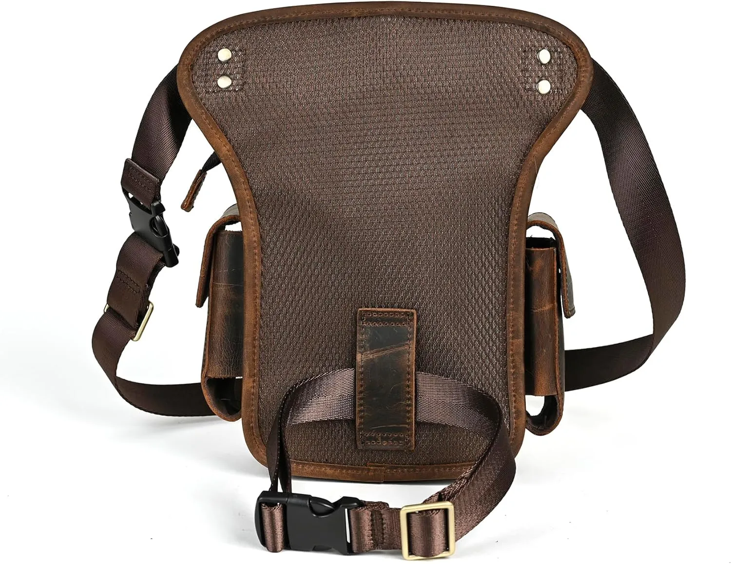 Water Resistant Canvas   Leather Motorcycle Travel Fanny Waist Pack Drop Thigh Leg Bag Pouch For Men Women FB913-5