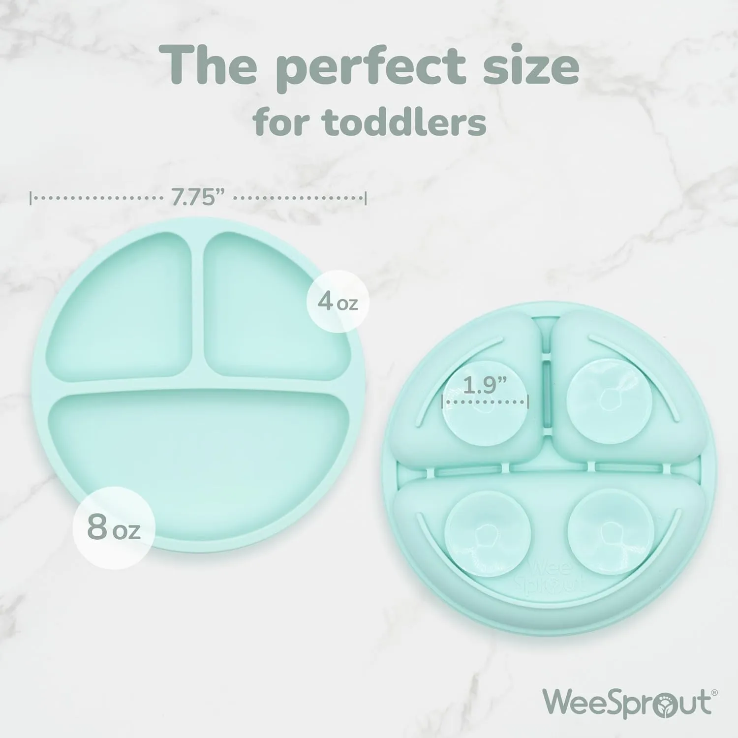 WeeSprout Suction Plates with Lids for Babies & Toddlers - 100% Silicone, Dinnerware Stays Put, Divided Design for Picky Eaters, Microwave & Dishwasher Friendly, 3 Pack