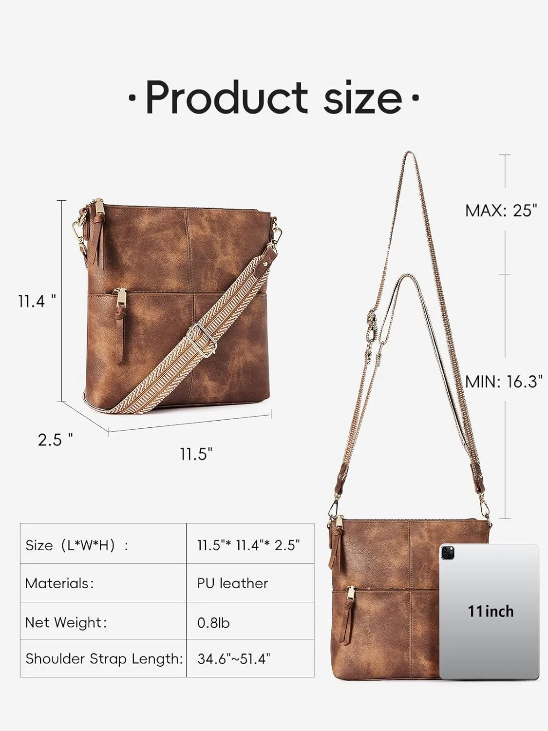 WESTBRONCO Crossbody Purses for Women Medium Shoulder Bag Vegan Leather Handbags with Guitar Strap