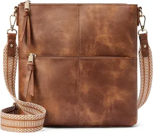 WESTBRONCO Crossbody Purses for Women Medium Shoulder Bag Vegan Leather Handbags with Guitar Strap