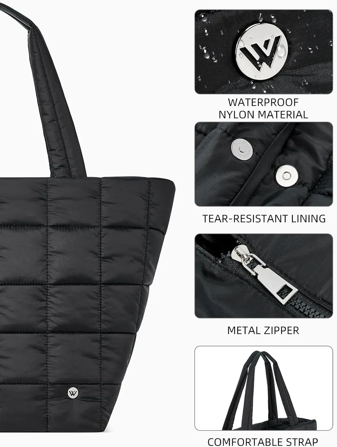 WESTBRONCO Small Puffer Bag Quilted Crossbody Bags for Women Puffy Purse Nylon Shoulder Handbag with Adjustable Strap