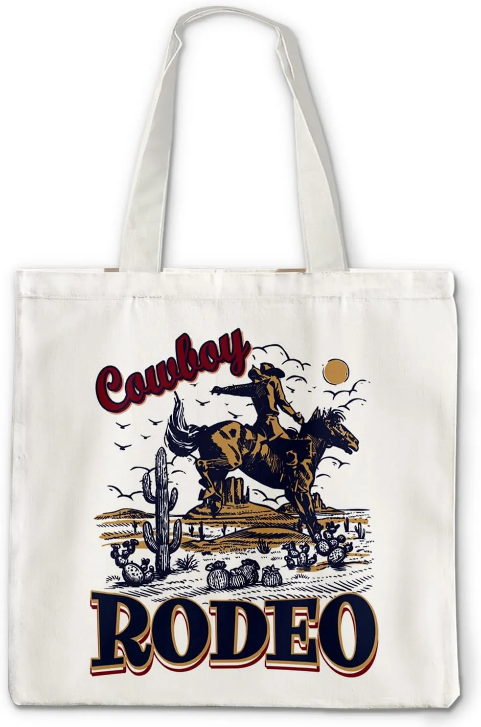 Western Cowboy Tote Bag - Retro Western Rodeo Cowboy Canvas Tote Bag, Vintage Western Cowboys Cowgirl Gifts for Women Men